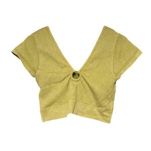 Aerie Ribbed Lime Green Crop Top Size Large